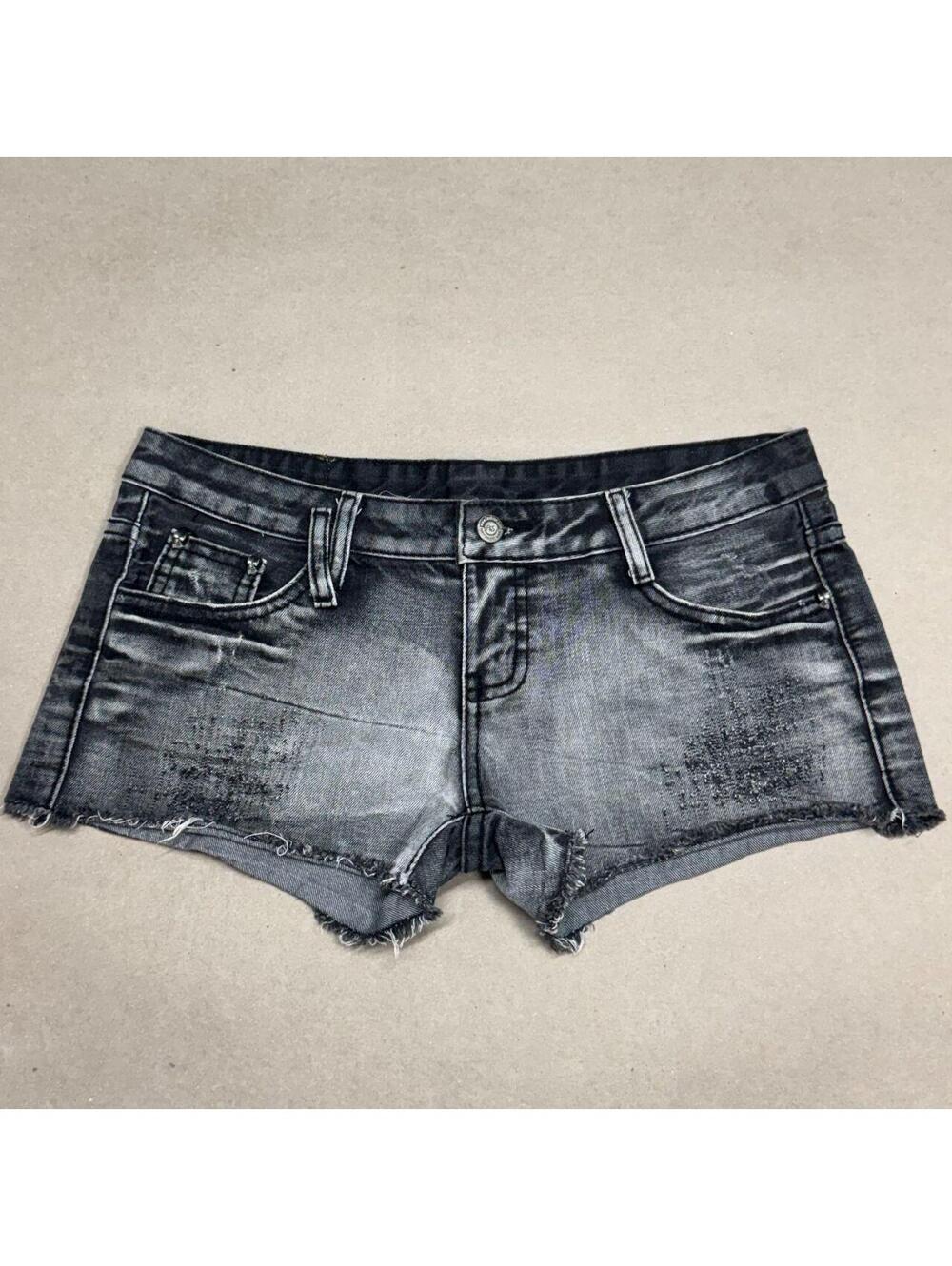 Vintage Y2K Low Rise Denim Micro Shorts Faded